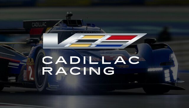 Close-up of the Blue Cadillac V-Series. Racecar on the Racetrack.