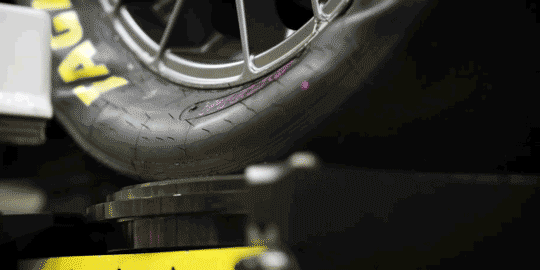 Close-up and Blurry View of a Racecar Tire